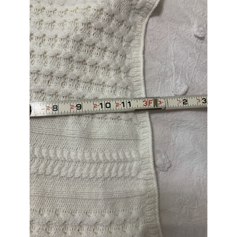 Cabi White Cable Knit Sweater Poncho Cape O/S Outdoor Holiday - Picture 6 of 8